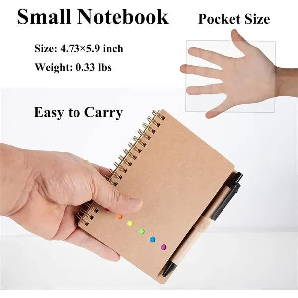 Spiral Colored Sticky Notebook with Pen