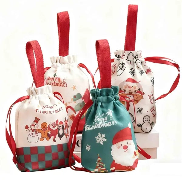 Xmas Drawstring Canvas Gift Bags