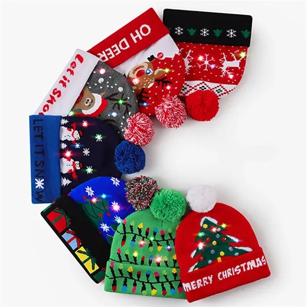 LED Light-Up Sweater Knitted Santa Hat