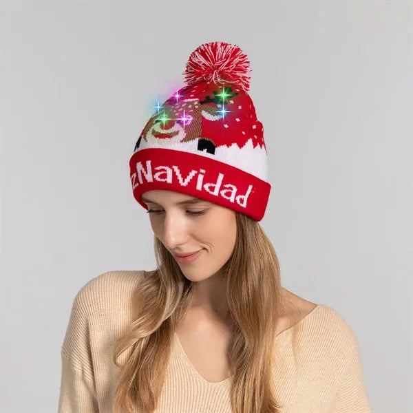 LED Light-Up Sweater Knitted Santa Hat