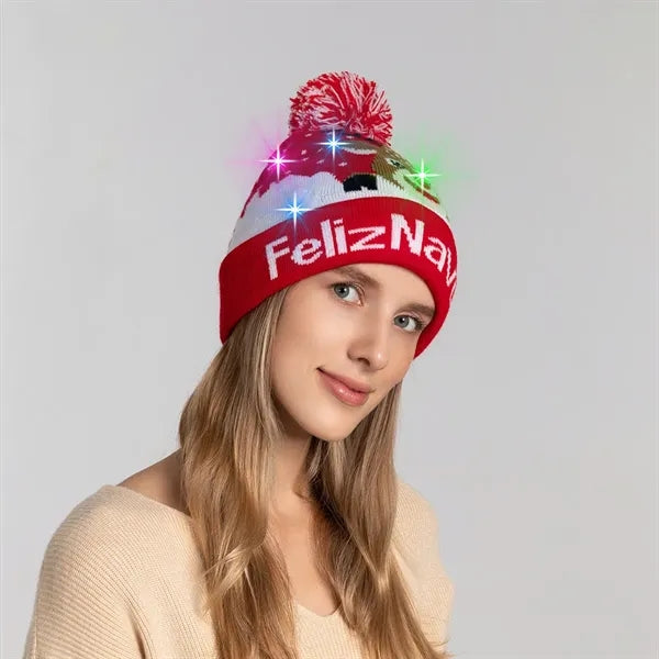 LED Light-Up Sweater Knitted Santa Hat