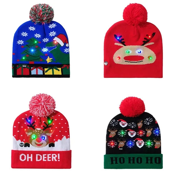 LED Light-Up Sweater Knitted Santa Hat