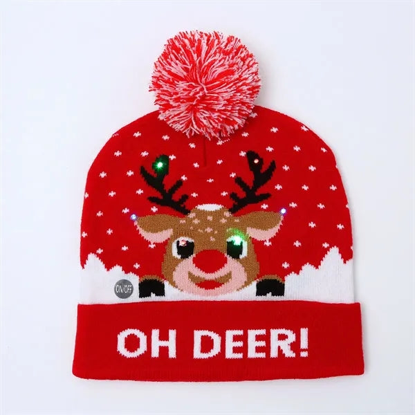 LED Light-Up Sweater Knitted Santa Hat