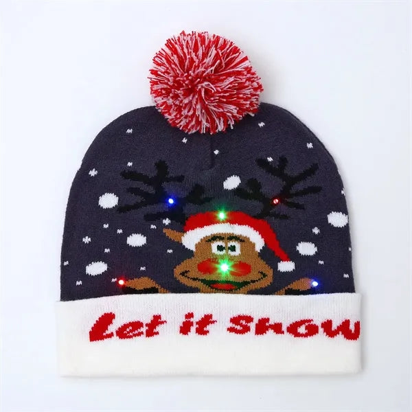 LED Light-Up Sweater Knitted Santa Hat
