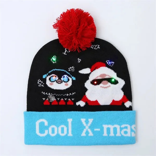 LED Light-Up Sweater Knitted Santa Hat