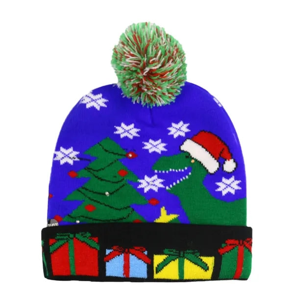 LED Light-Up Sweater Knitted Santa Hat