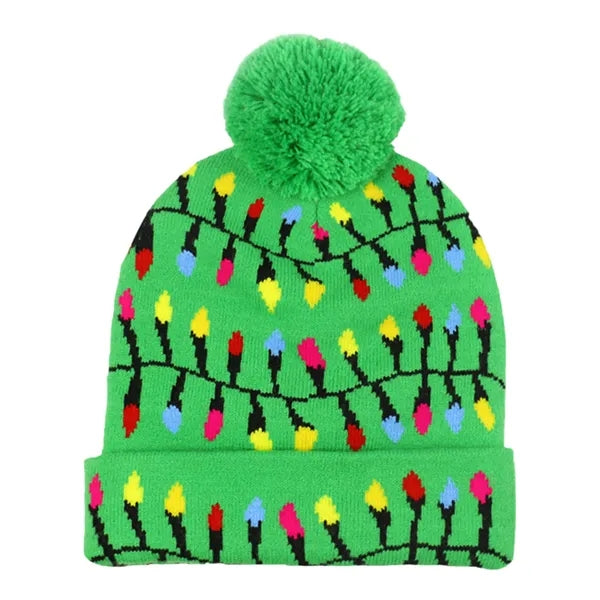 LED Light-Up Sweater Knitted Santa Hat
