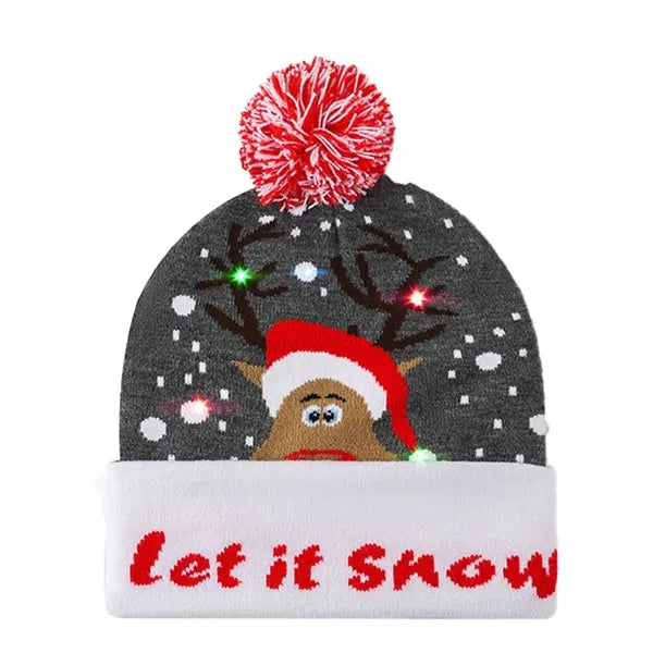 LED Light-Up Sweater Knitted Santa Hat