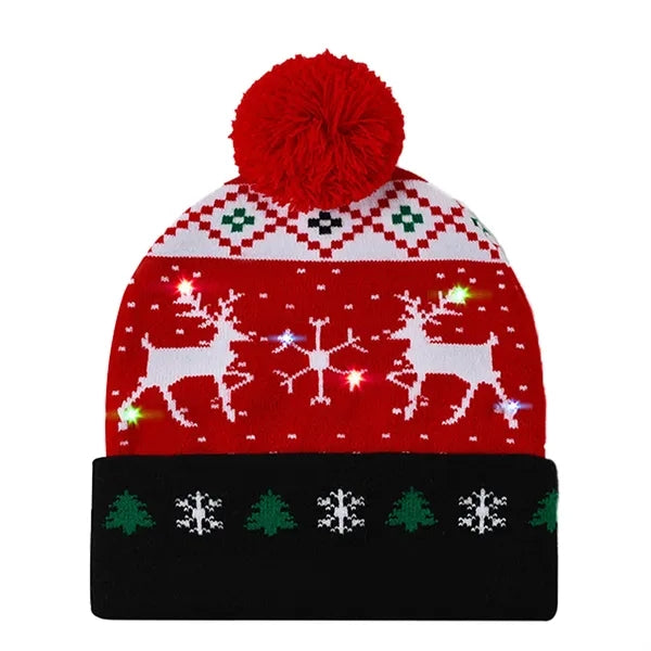 LED Light-Up Sweater Knitted Santa Hat