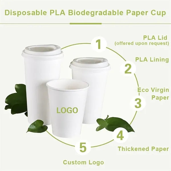 8 oz Disposable PLA Biodegradable Paper Cup