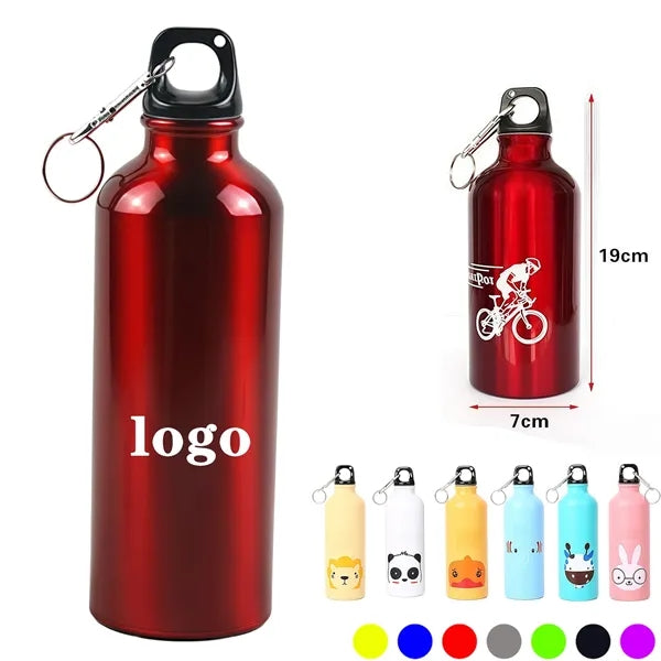 17 Oz Aluminum Sports Water Bottle With Carabiner Clip