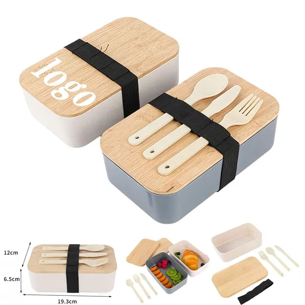 Eco Friendly Wheat Straw Bento Lunch Box With Tableware Set