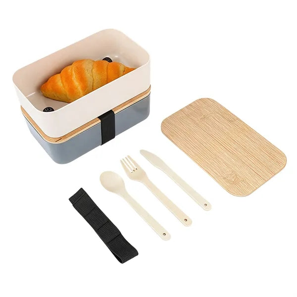 Eco Friendly Wheat Straw Bento Lunch Box With Tableware Set