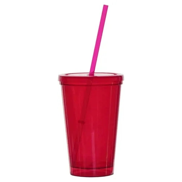 16 oz Travel Cup with Straw and Lid