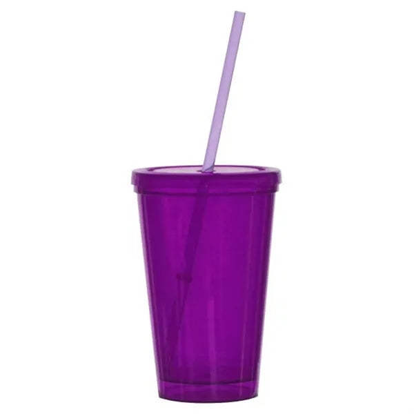 16 oz Travel Cup with Straw and Lid