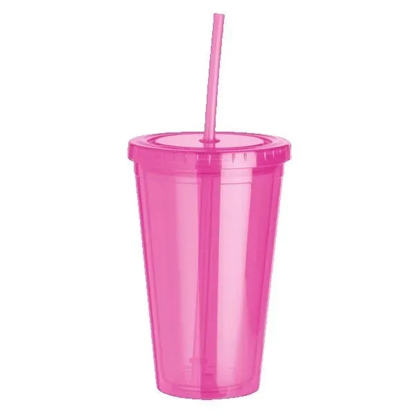16 oz Travel Cup with Straw and Lid