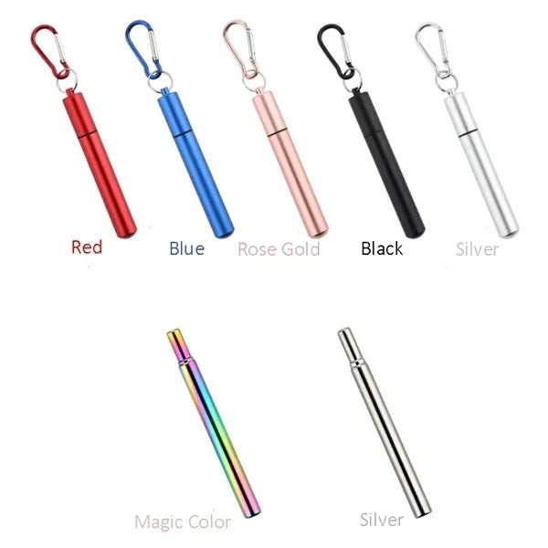 Collapsible Telescopic Stainless Steel Straws Kit