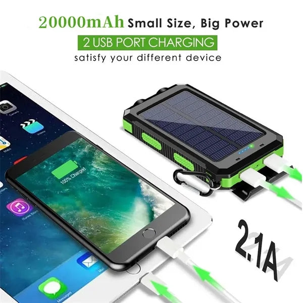 10000mAh Solar Power Bank Wireless Charger with LED