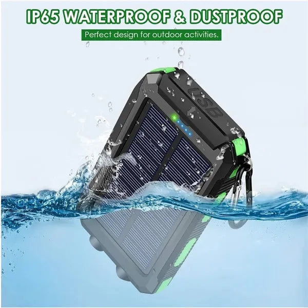 10000mAh Solar Power Bank Wireless Charger with LED