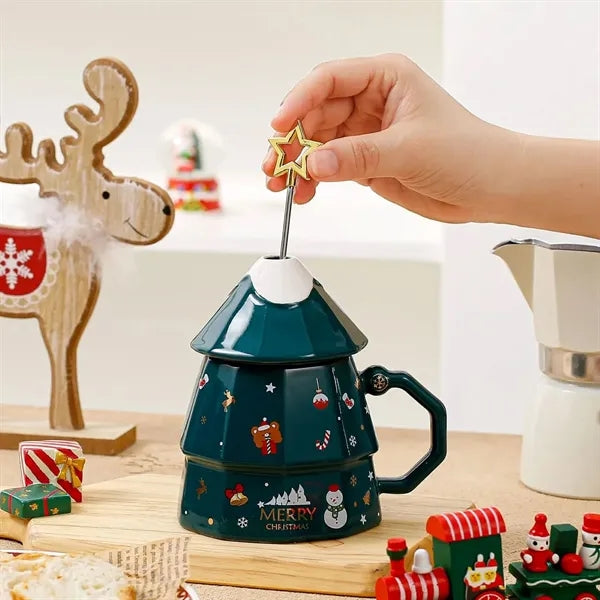 Tree Shape Christmas Cup With Stirring Rod