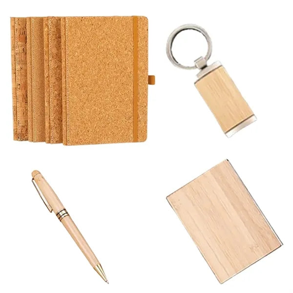 Bamboo Water Bottle Pen Keychain Set Gift Box