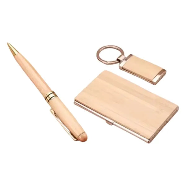 Bamboo Water Bottle Pen Keychain Set Gift Box
