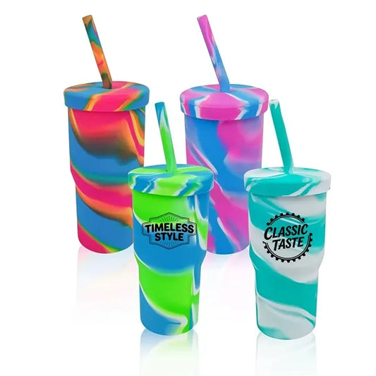32 oz Tie-Dye Silicone Straw Cup