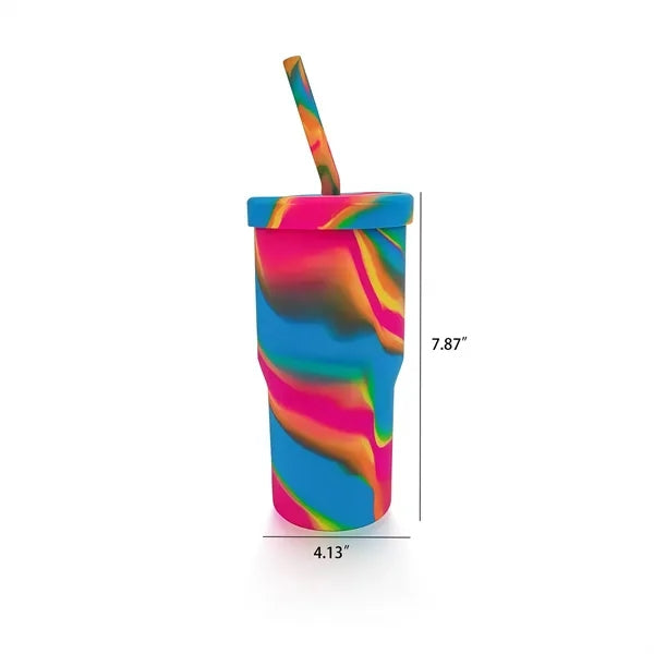32 oz Tie-Dye Silicone Straw Cup