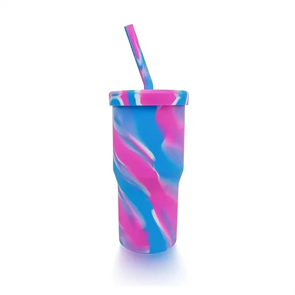 32 oz Tie-Dye Silicone Straw Cup