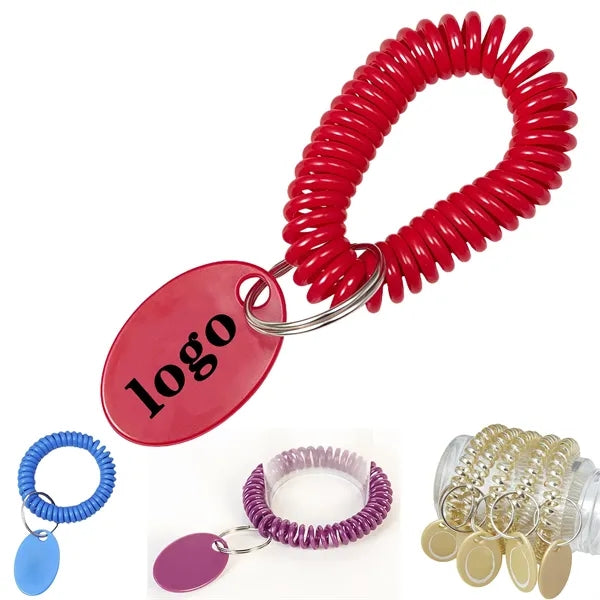 Wrist Coil Keychain With Oval Tag