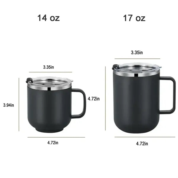 14 or 17 OZ Stainless Steel Coffee Mug With Lid