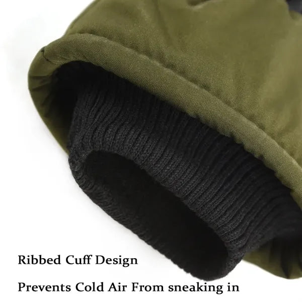 Oversized Thickened Fleece-Lined Mitten Gloves-Leather Palm