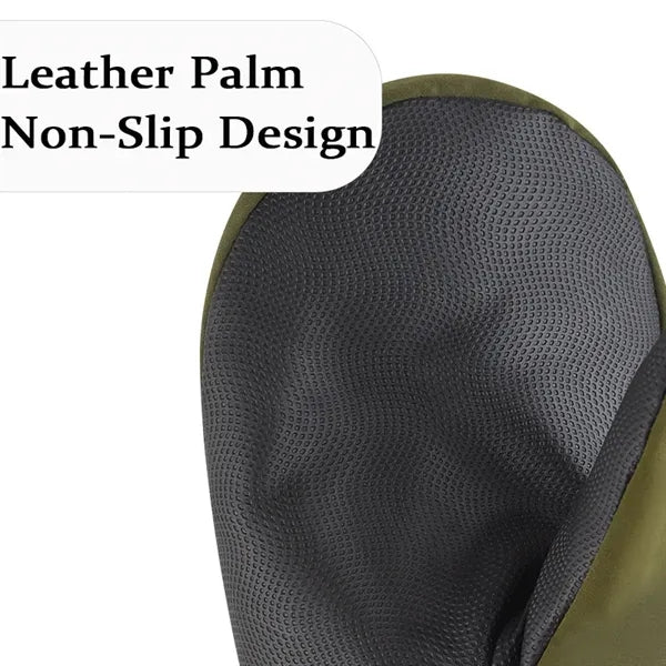 Oversized Thickened Fleece-Lined Mitten Gloves-Leather Palm