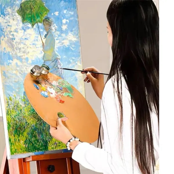 Traditional Finished Oval Wood Palette For Oil Painting