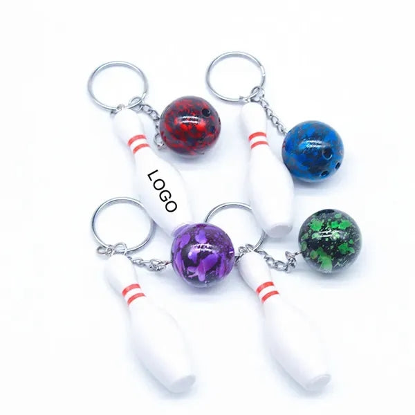 Bowling Ball & Pin Pendant Keychain