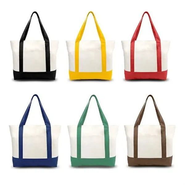Canvas Tote Bag with an External Pocket