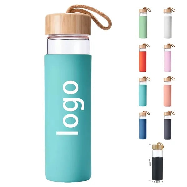 20oz Borosilicate Glass Water Bottle With Bamboo Lid