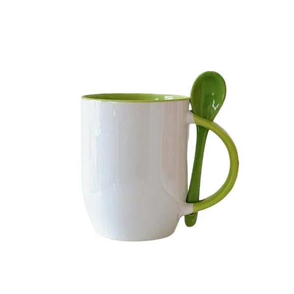 Ceramic mug with spoon