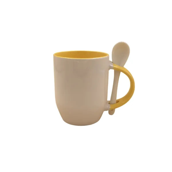 Ceramic mug with spoon