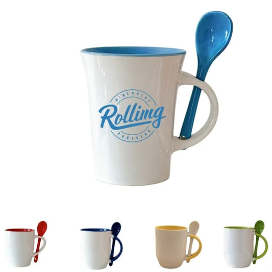Ceramic mug with spoon