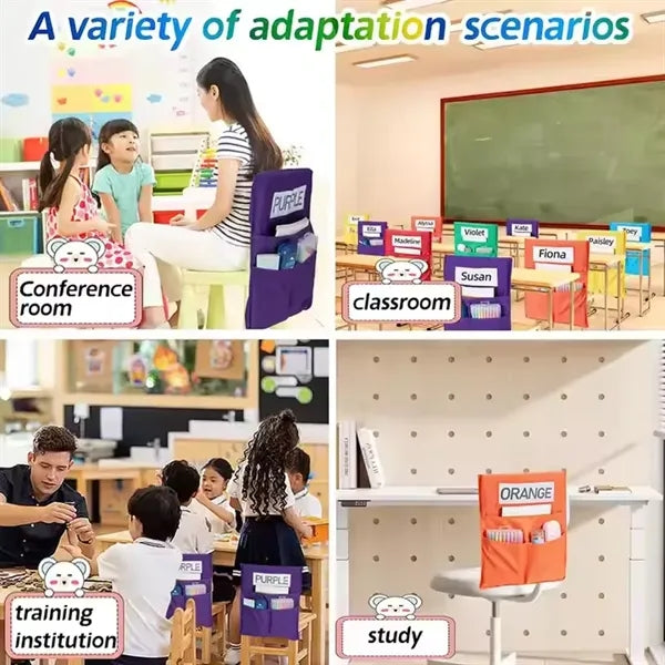Classroom Chair Back Pocket Organizer Hanging Storage Bag