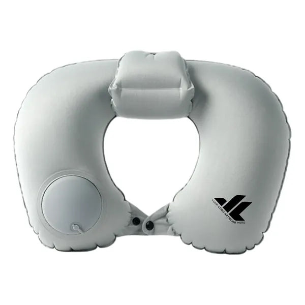 Inflatable U-shaped travel pillow with flocking