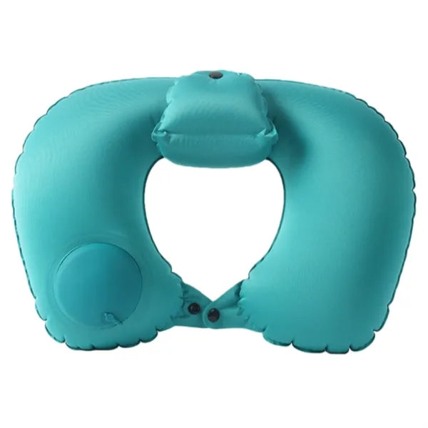 Inflatable U-shaped travel pillow with flocking