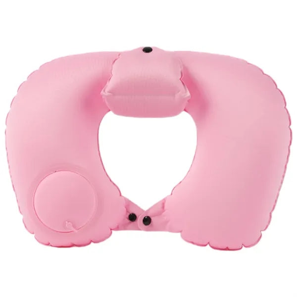 Inflatable U-shaped travel pillow with flocking