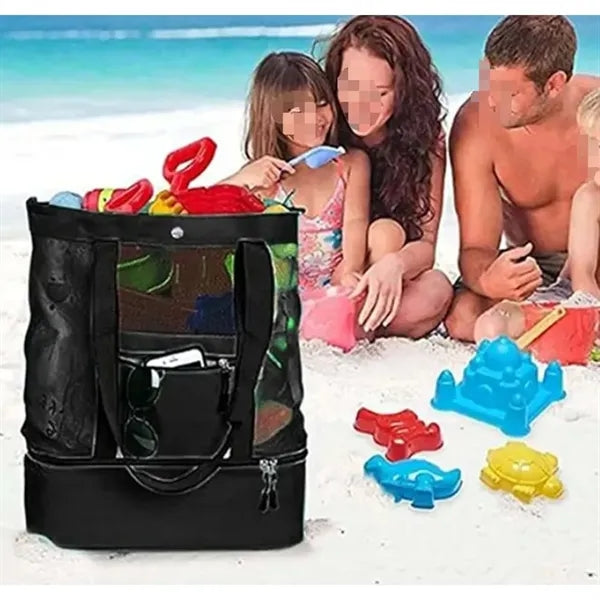 Cooler Beach Tote Bags Mesh Zipper Waterproof Sandproof