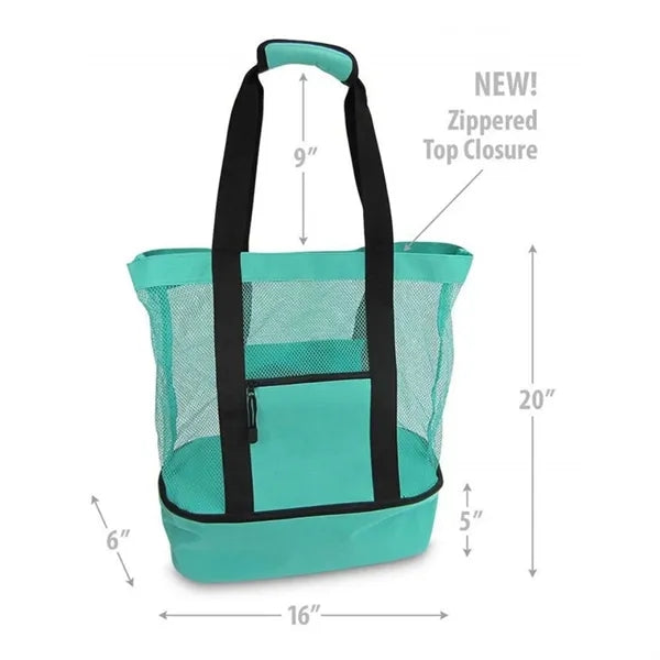 Cooler Beach Tote Bags Mesh Zipper Waterproof Sandproof