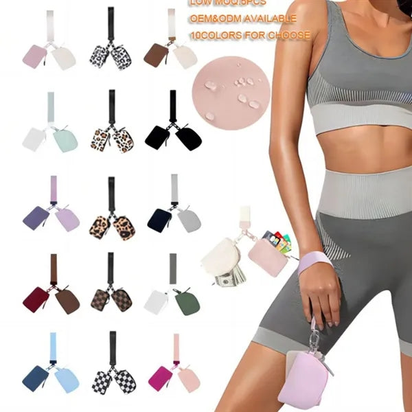 Mini Zip Around Wristlet keychain Wallet for Women