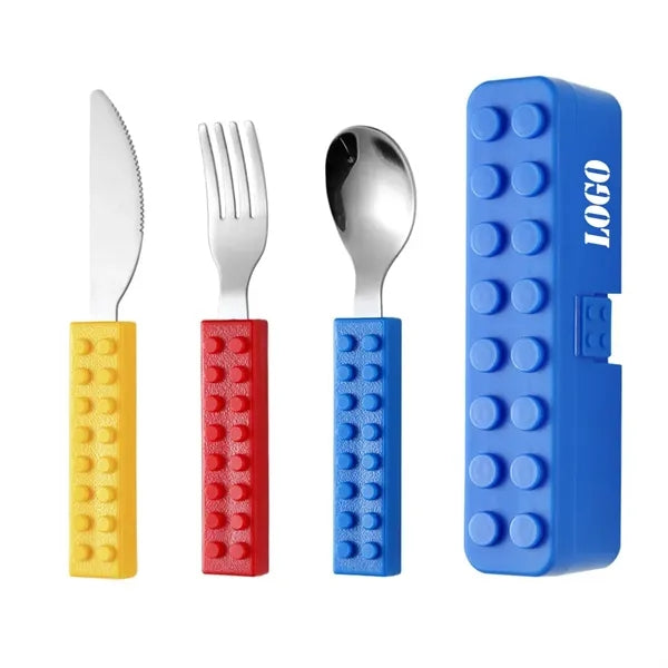 Kids' Building Block Cutlery Set (Fork, Spoon, Knife)