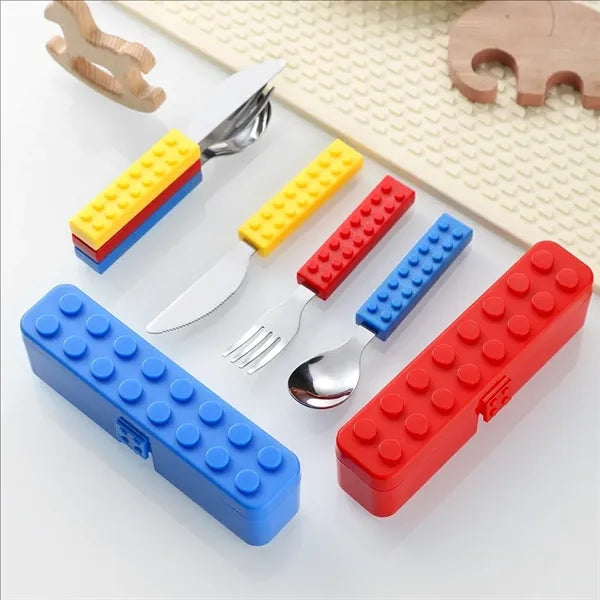 Kids' Building Block Cutlery Set (Fork, Spoon, Knife)