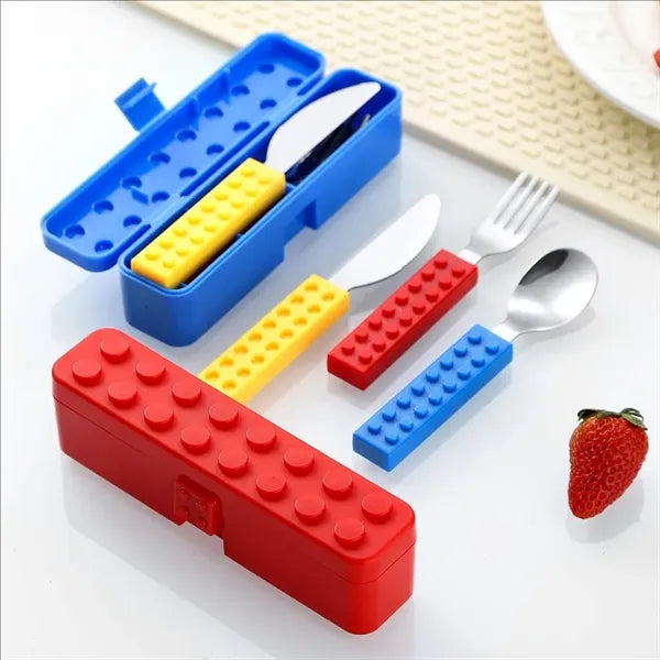 Kids' Building Block Cutlery Set (Fork, Spoon, Knife)